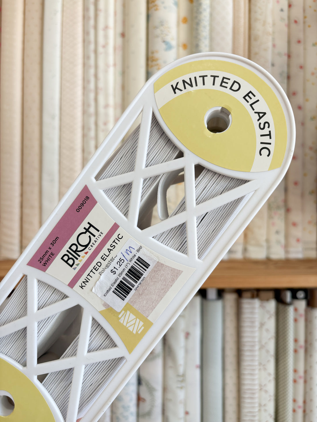 Knitted Elastic 25mm (1") White - Birch