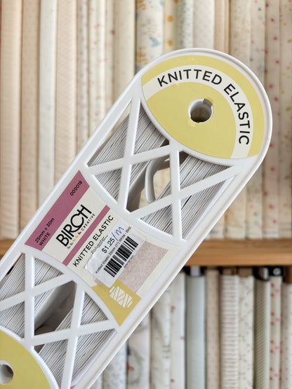 Knitted Elastic 25mm (1") White - Birch