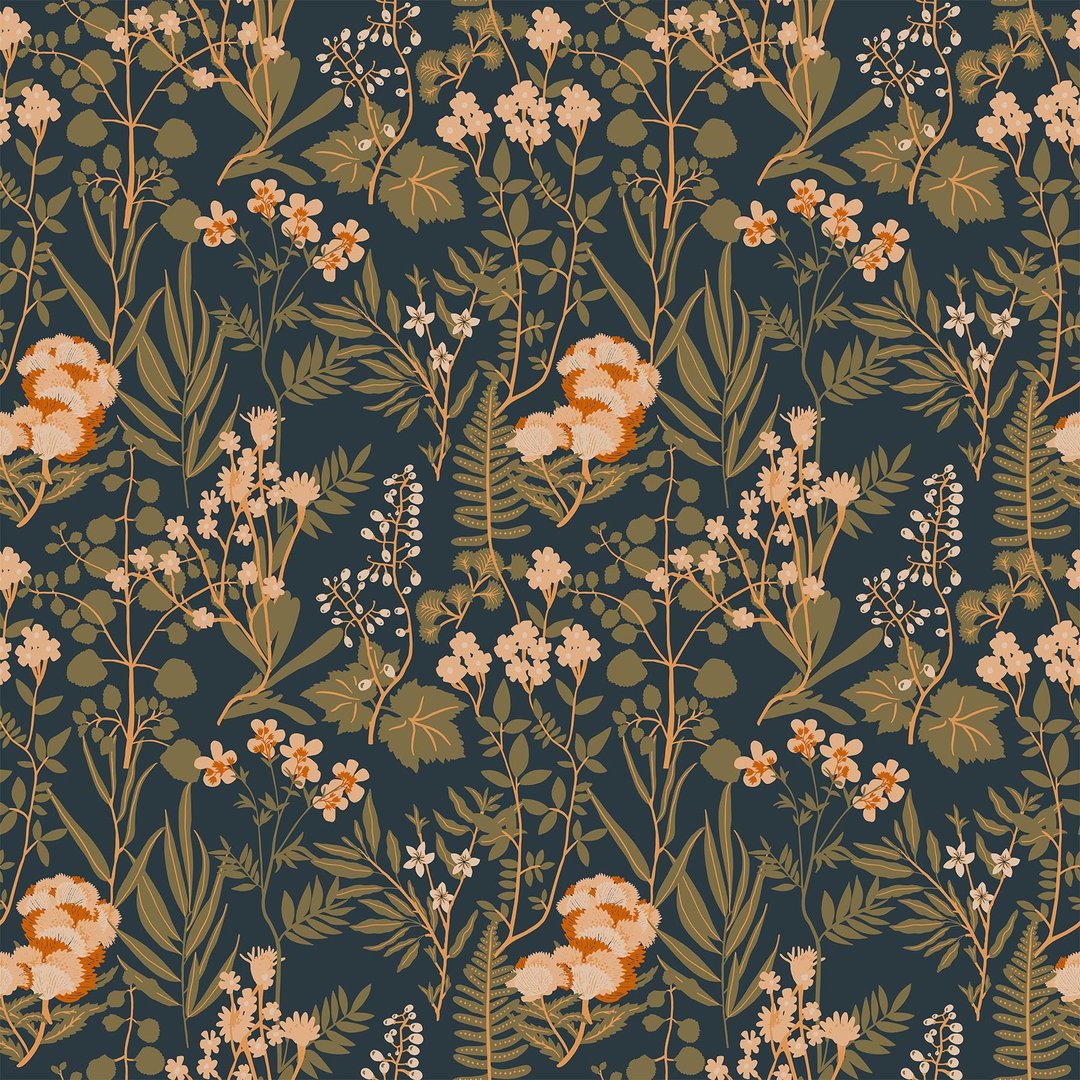 Wild Flowers Navy Multi - Wild Cottage by FIGO