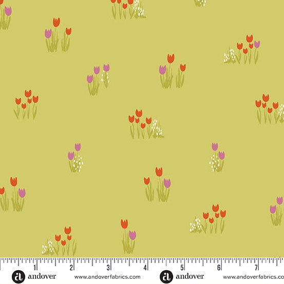 Tulip Bulbs Vintage Green - Celestial Garden by Andover Fabrics