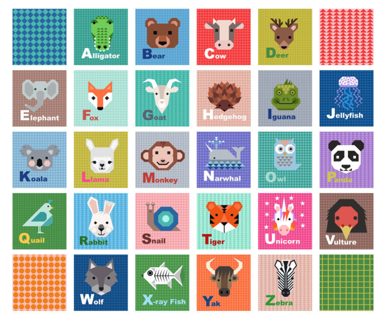 6" Square Alphabet Panel - Animal Alphabet by Lewis &amp; Irene