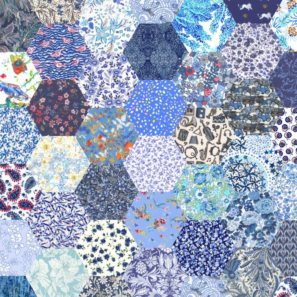1&quot; Liberty Hexagons - Blue