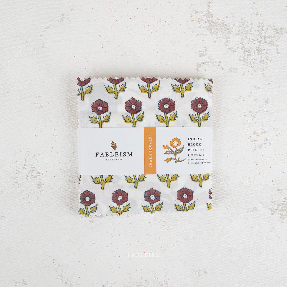 Indian Block Prints: Cottage 5" Charm Squares - Fableism