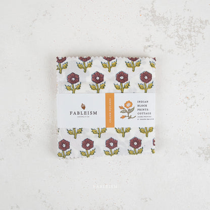 Indian Block Prints: Cottage 5" Charm Squares - Fableism