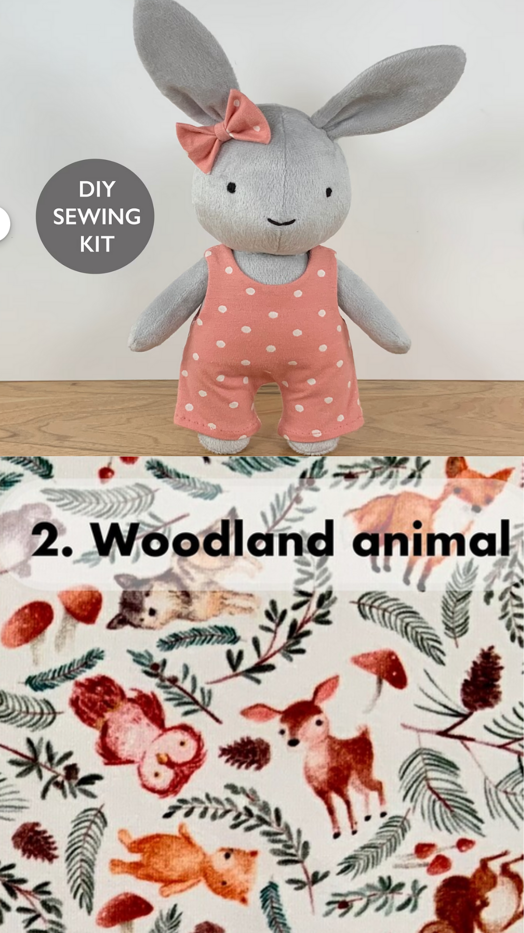 Woodland Animal Bunny &amp; Jumpsuit Sewing Kit - Minky &amp; Friends