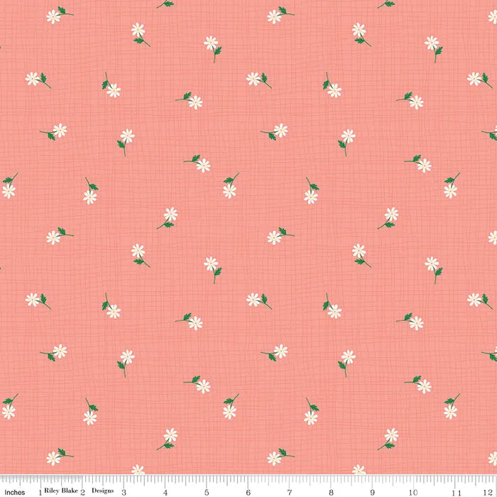 Grid Flowers Coral - Stay Wild by Riley Blake Designs