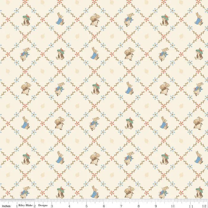 Lattice Cream - Peter Rabbit &amp; Benjaimin Bunny by Riley Blake Designs