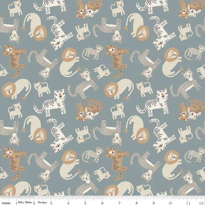 Animal Toss Blue - Leo &amp; Savannah by Riley Blake Designs