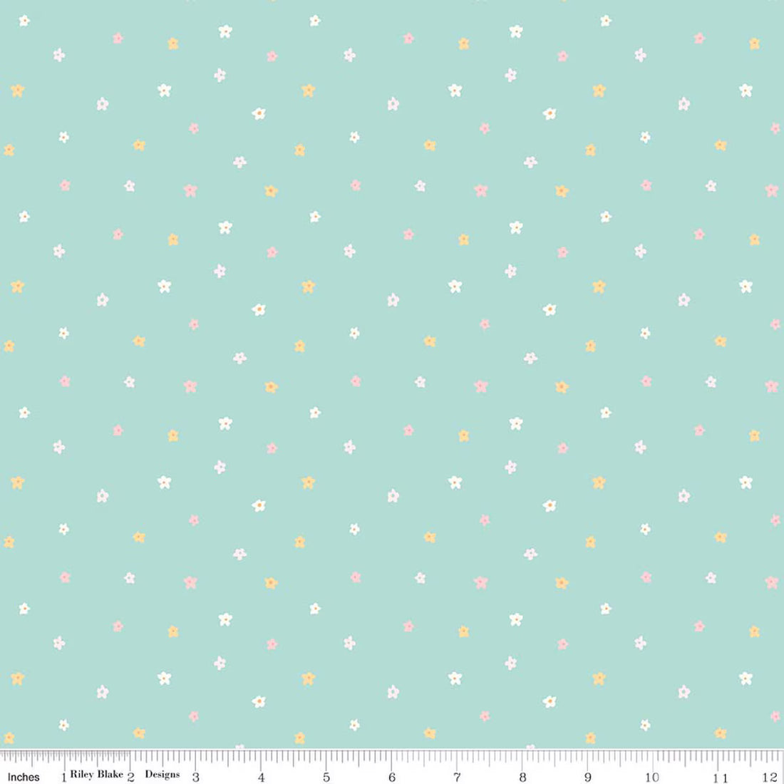 Ditsy Teal - Little Posies by Riley Blake Designs