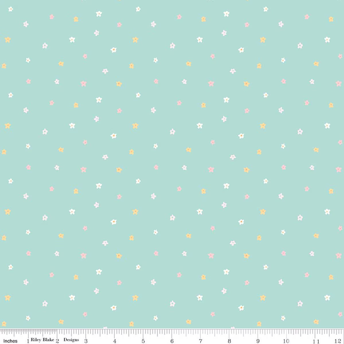 Ditsy Teal - Little Posies by Riley Blake Designs