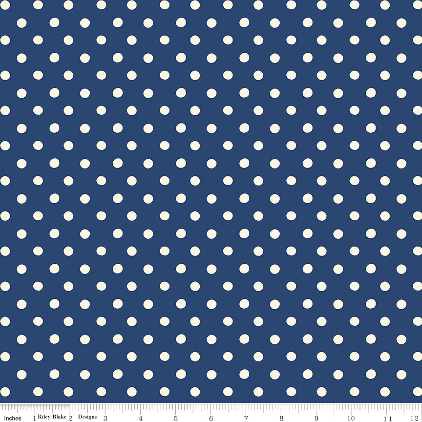 Button Spot Navy - Cath Kidston Signature by Riley Blake
