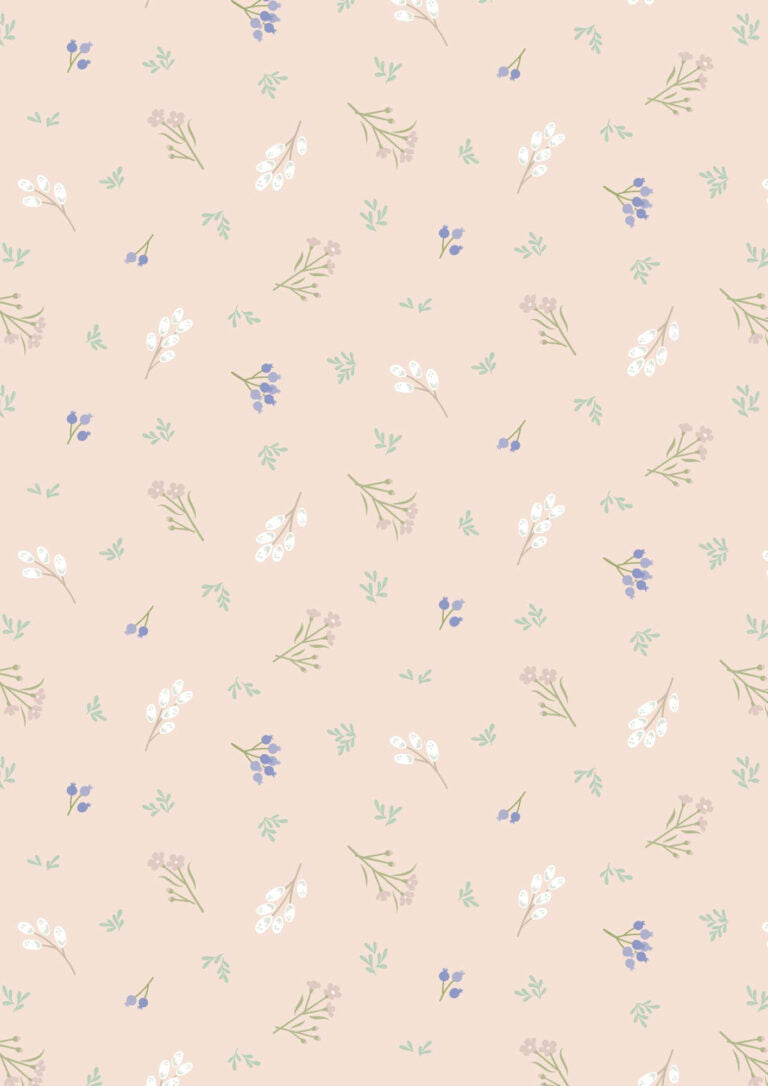 Scattered Sprig Pale Peach - Sky Garden by Lewis &amp; Irene