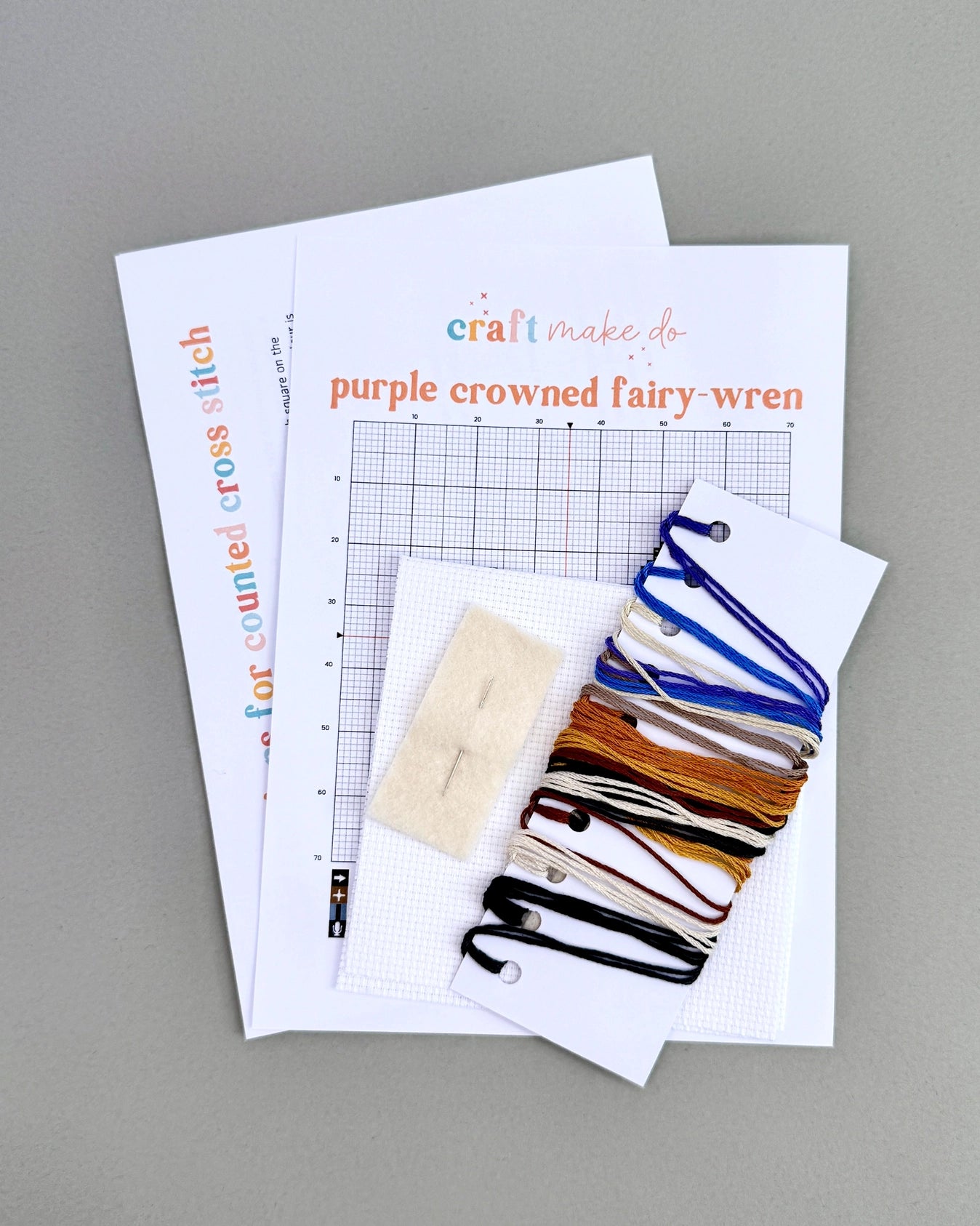 Purple Crowned Fairy-Wren Cross Stitch Kit - Craft Make Do