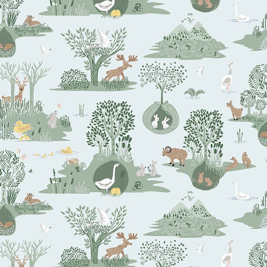 Forest Toile Seafoam - Forest Fable by Dear Stella