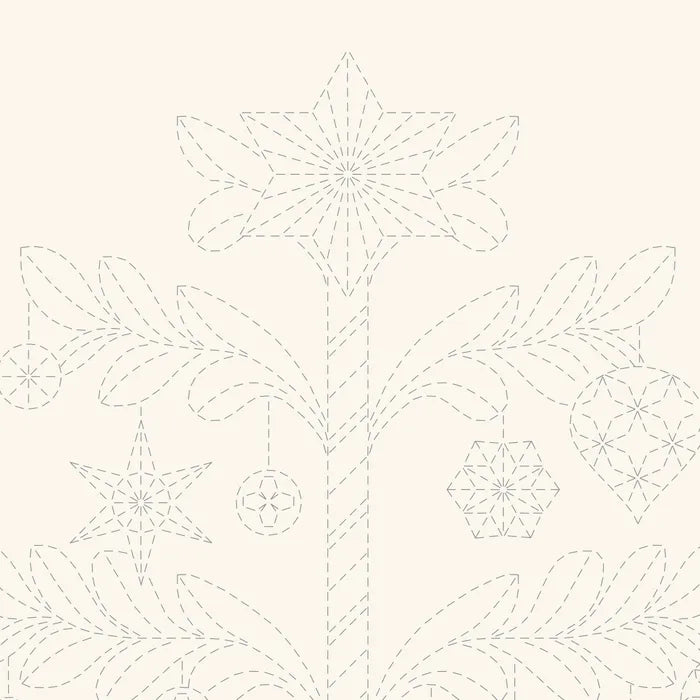 Sashiko Christmas Tree Panel - Natural by Devonstone