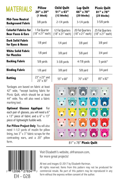 Bjorn Bear Quilt Pattern - Elizabeth Hartman