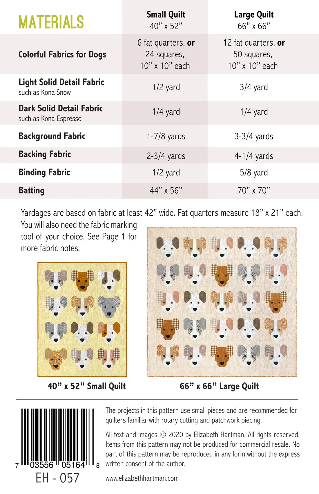 The Puppies Quilt Pattern - Elizabeth Hartman