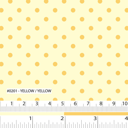 Fabric swatch light yellow background with yellow polka dots