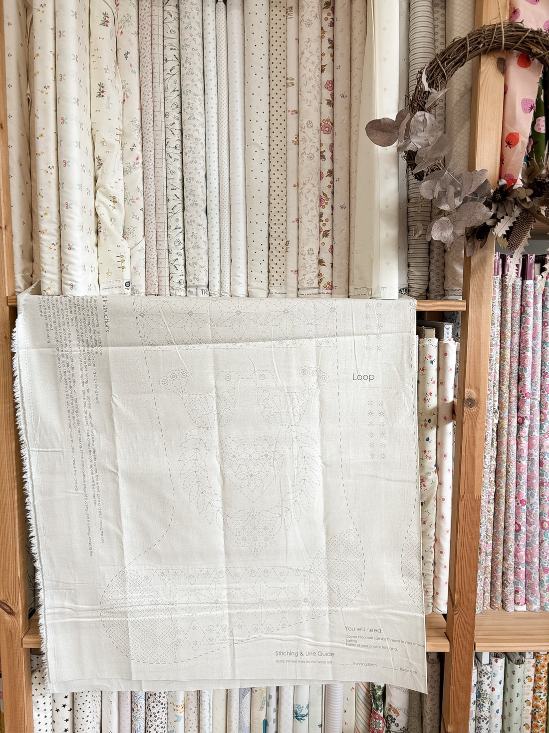 Sashiko Stocking Panel - Natural by Devonstone