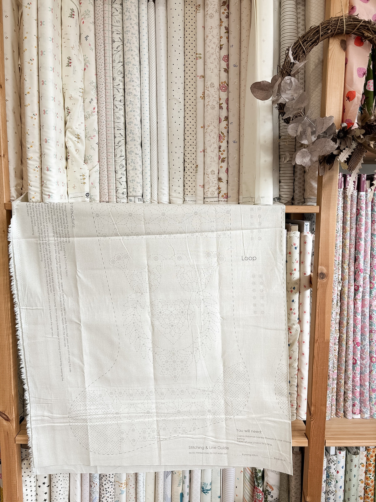 Sashiko Stocking Panel - Natural by Devonstone