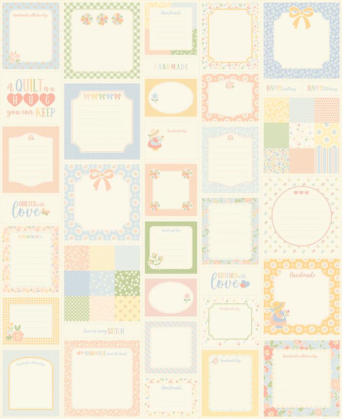 Labels &amp; Things Panel in Porcelain - Handmade Sweetness by Moda
