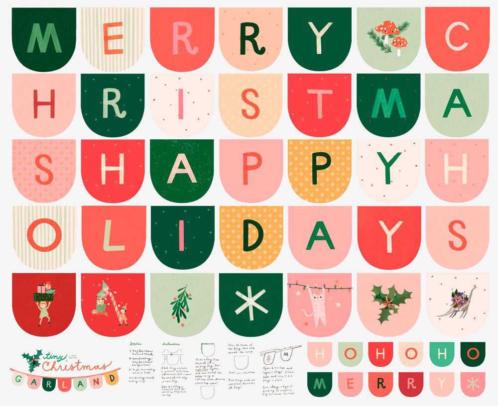 Tiny Christmas Garland Panel - Tiny Christmas by Moda