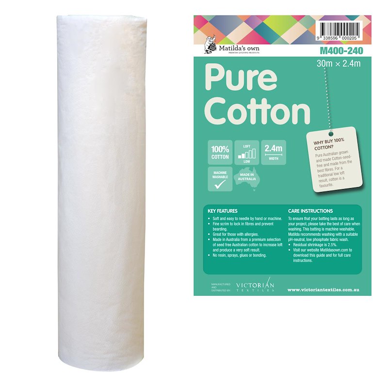 Roll of cotton batting and summary information