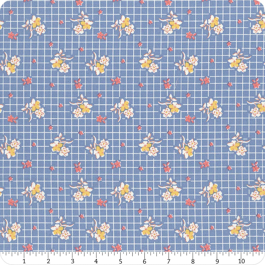 Floral Grid Blue - Dilly Dally by Maywood Studio
