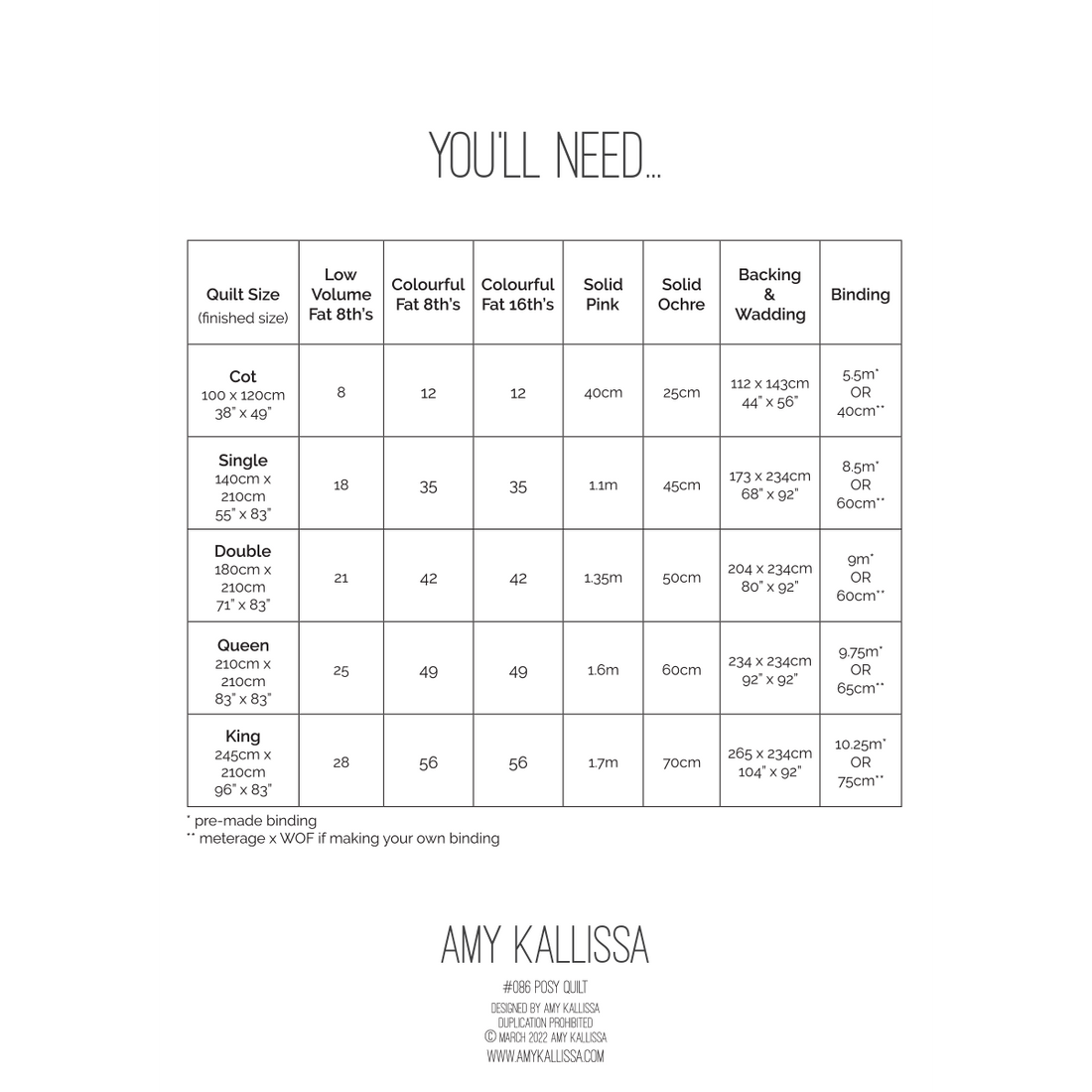 Posy Quilt Paper Pattern - Amy Kallissa