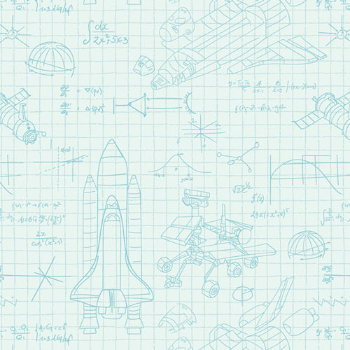 Stellar Engineering White - Rocket Science by Art Gallery Fabrics