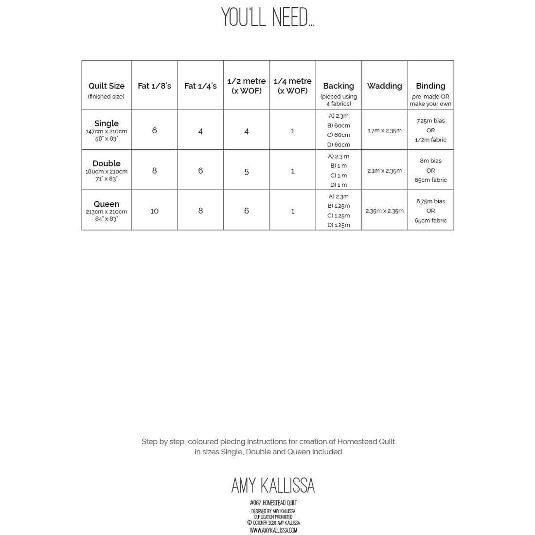 Homestead Quilt Paper Pattern - Amy Kallissa