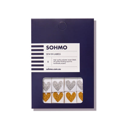 SOHMO Sew-in Labels - Metallic Hearts