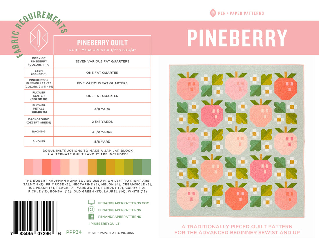 Pineberry Quilt Paper Pattern - Pen & Paper Patterns