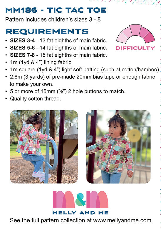 Tic Tac Toe Patchwork Jacket Sewing Pattern - Melly &amp; Me