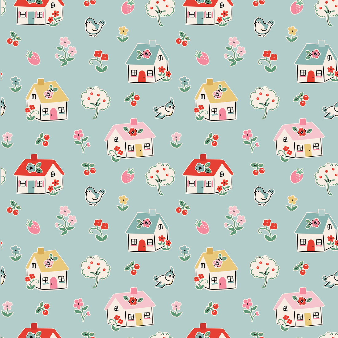 Happy Home Blue - Home Sweet Home by Poppie Cotton