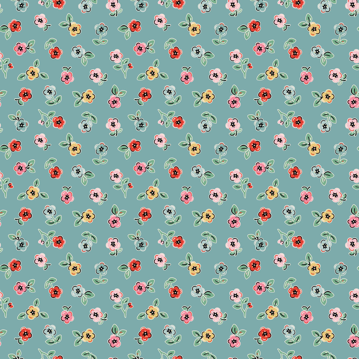 Cheery Florals Blue - Home Sweet Home by Poppie Cotton
