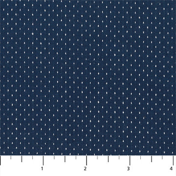 Fabric swatch small white dots on blue navy background