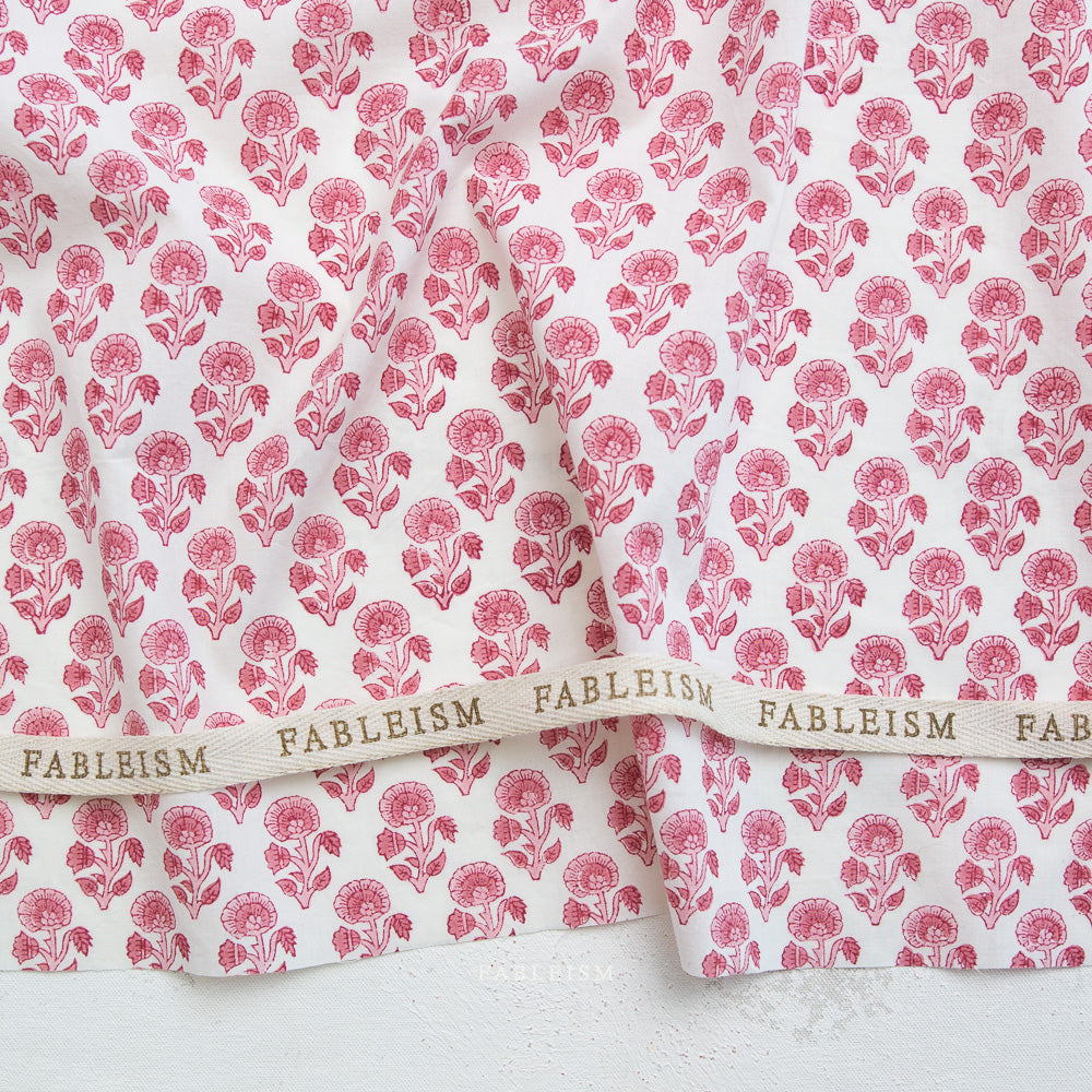 Stamp Floral in Pink - Indian Block Prints: Cottage by Fableism
