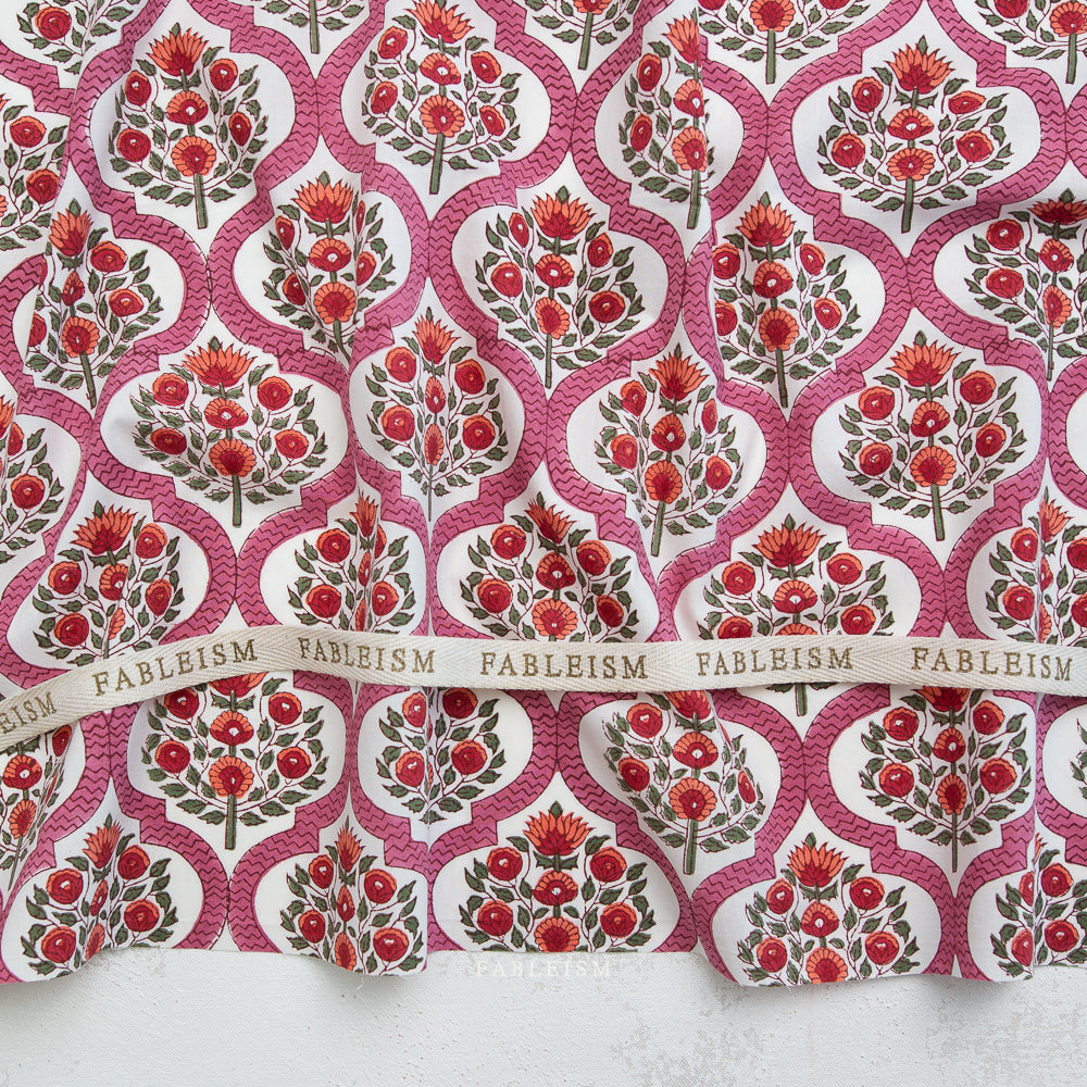Lattice Floral in Pink - Indian Block Prints: Cottage by Fableism