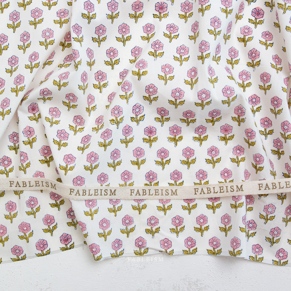 Flowerling in Pink - Indian Block Prints: Cottage by Fableism