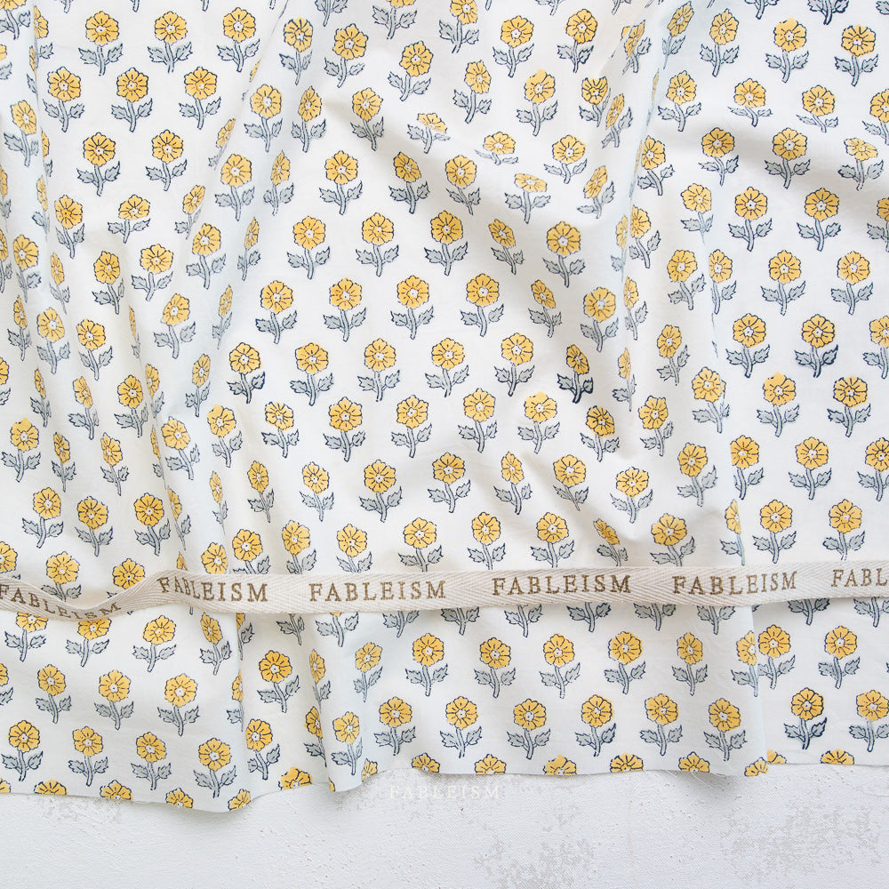 Flowerling in Yellow - Indian Block Prints: Cottage by Fableism