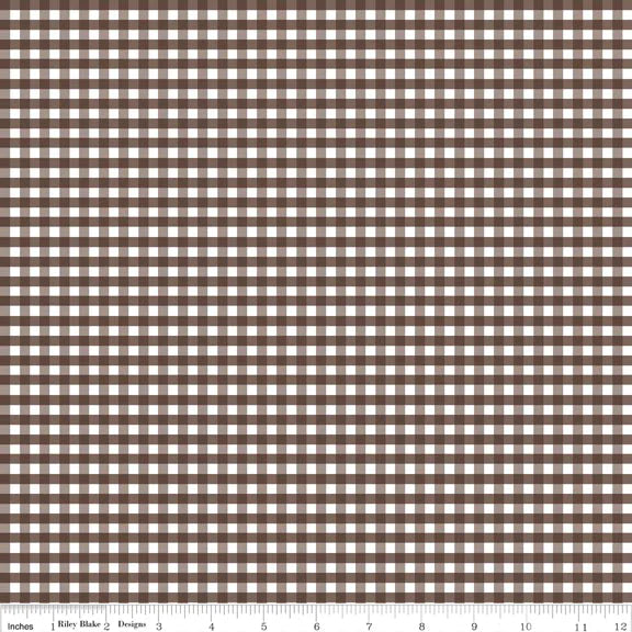 Small Gingham Brown 1/8" by Riley Blake Designs