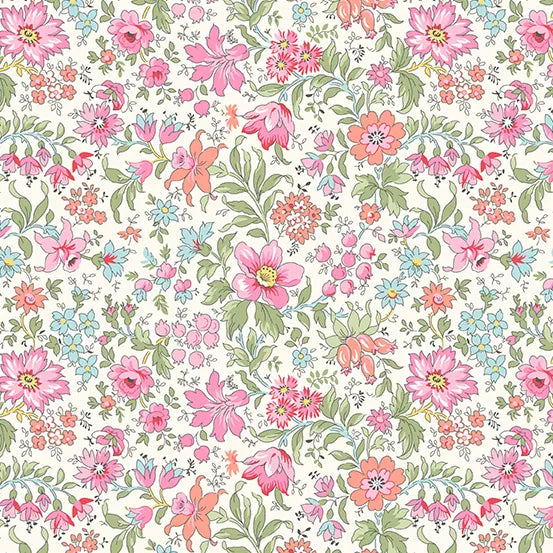 Cream Packed Flowers - Flowery by Andover Fabrics