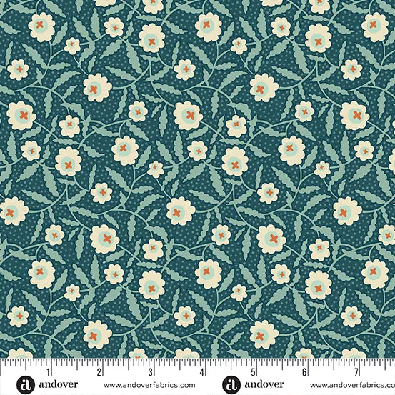 Peacock Bachelor Button - Flower Box by Andover Fabrics