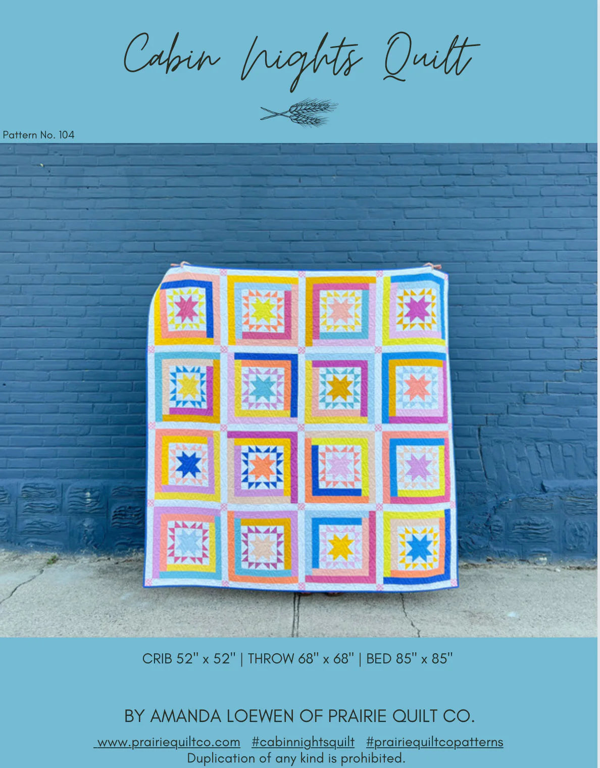 Cabin Nights Quilt Paper Pattern - Prairie Quilt Co