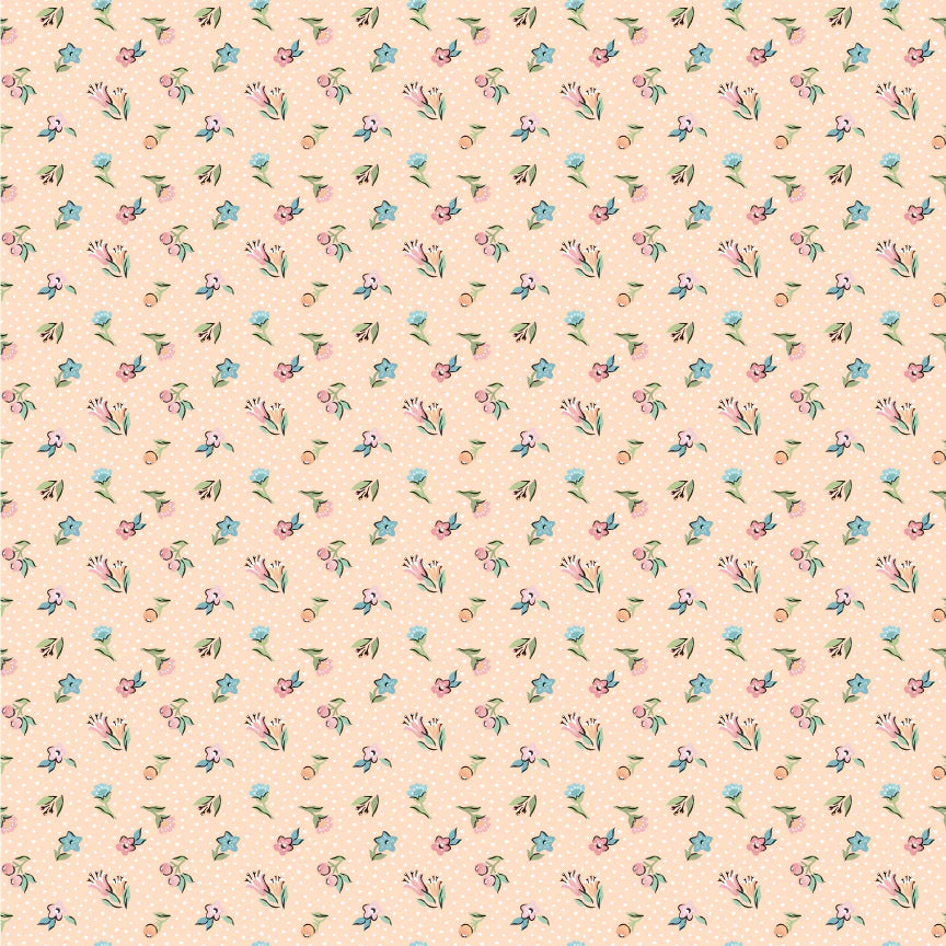 Mini Blooms Peach - Garden Party by Poppie Cotton