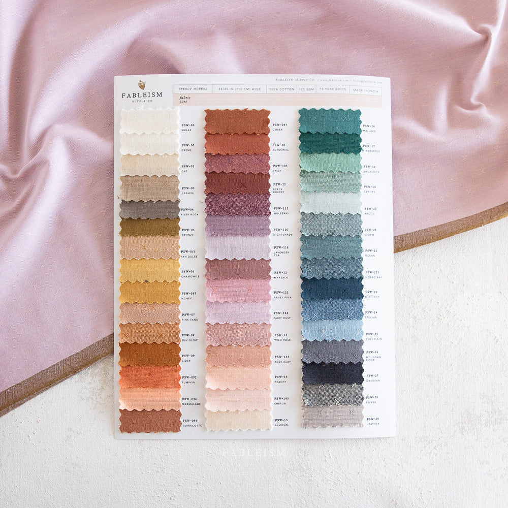 Sprout Wovens Swatch Card (45 Colours) - Fableism