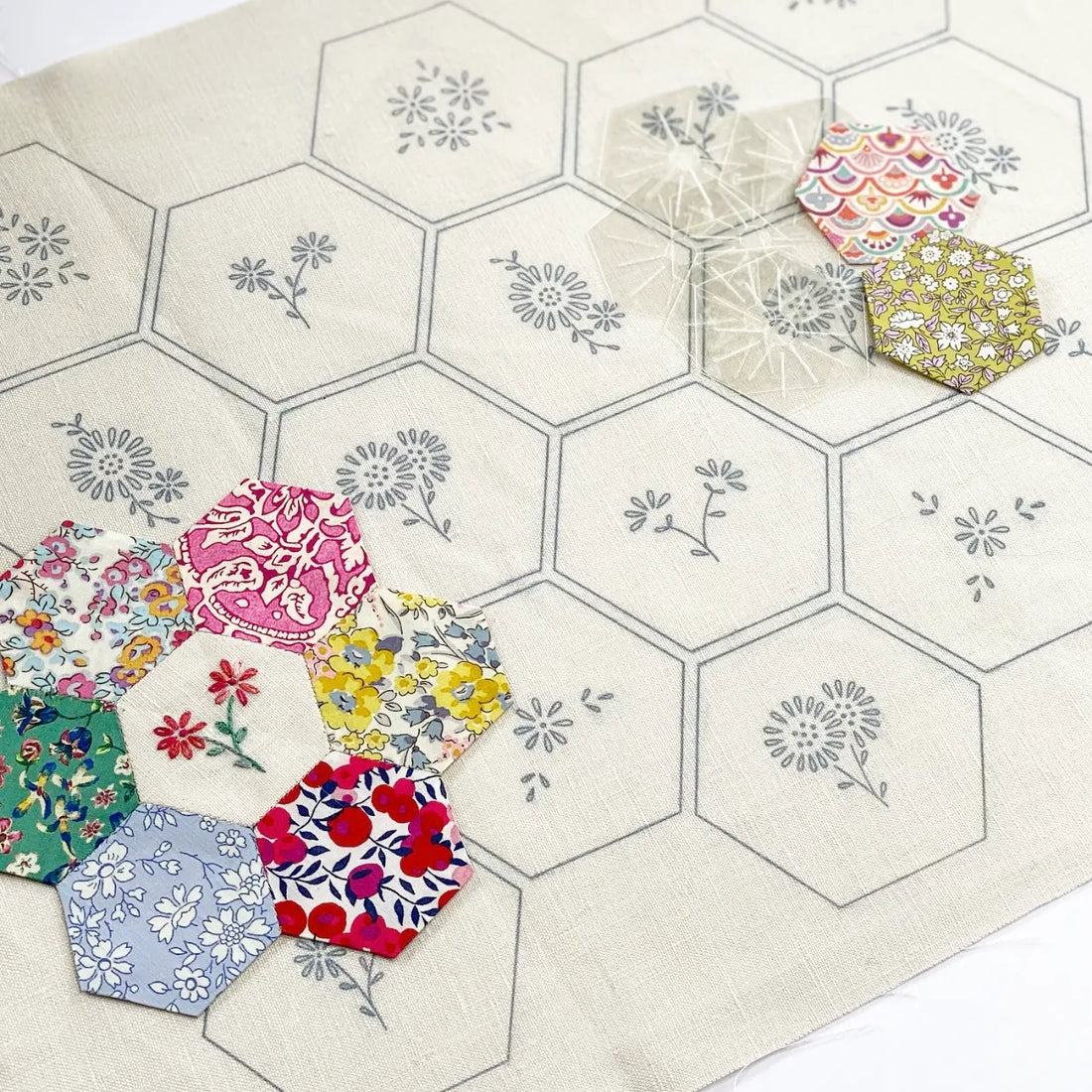 Daisy Hexies Pre-Transferred Panel - Amy Kallissa