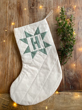 Load image into Gallery viewer, Heirloom Patchwork Star Christmas Stocking with Letter (Quilted)
