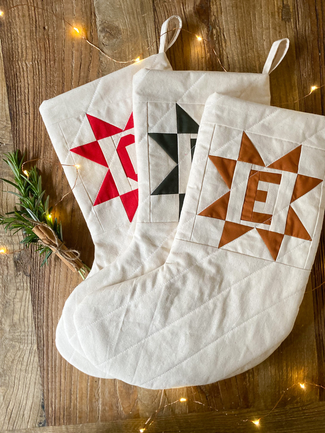 Heirloom Patchwork Star Christmas Stocking with Letter (Quilted)